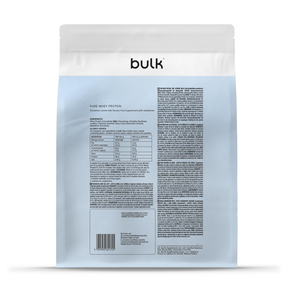 Bulk Pure Whey Protein Powder - Cinnamon Cereal Milk - 1kg High Protein Shake Mix - New - BBE 03/2028
