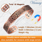 Vicmag Magnetic Copper Bracelet for Men - 18pcs 3800 Gauss Magnets Bangle - New