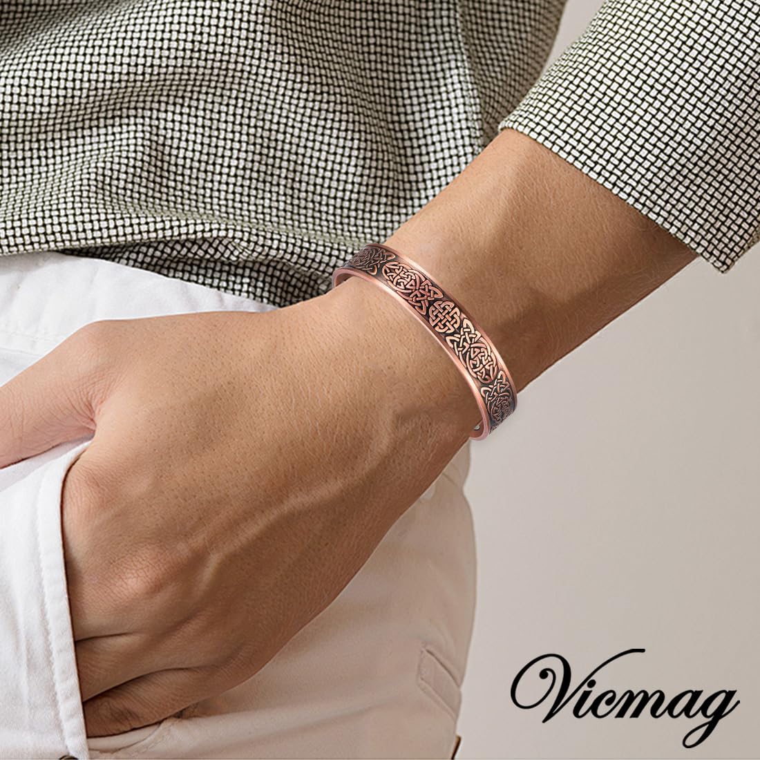 Vicmag Magnetic Copper Bracelet for Men - 18pcs 3800 Gauss Magnets Bangle - New