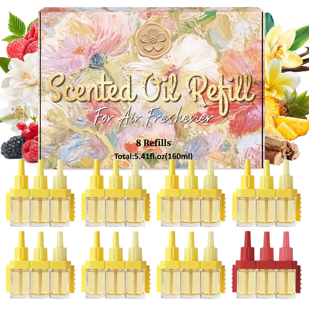 SCENTORINI Plug In Air Freshener Refills 8 Pack, 20ml 3-in-1, Compatible with Febreze 3Volution, Curated Mix - Like New