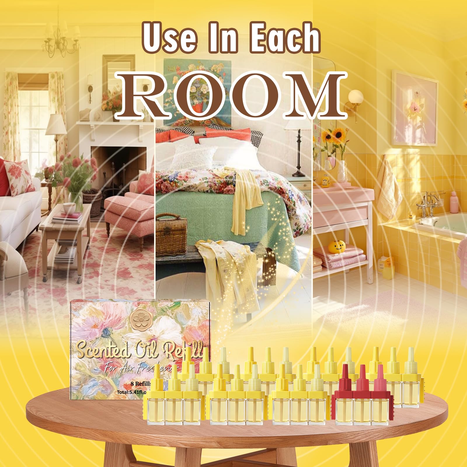 SCENTORINI Plug In Air Freshener Refills 8 Pack, 20ml 3-in-1, Compatible with Febreze 3Volution, Curated Mix - Like New