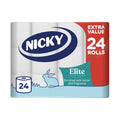 Nicky Elite Toilet Roll 24-Pack 3-Ply - Soft White Toilet Tissue - New