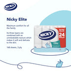 Nicky Elite Toilet Roll 24-Pack 3-Ply - Soft White Toilet Tissue - New