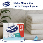 Nicky Elite Toilet Roll 24-Pack 3-Ply - Soft White Toilet Tissue - New