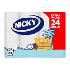 Nicky Elite Toilet Roll 24-Pack 3-Ply - Soft White Toilet Tissue - New