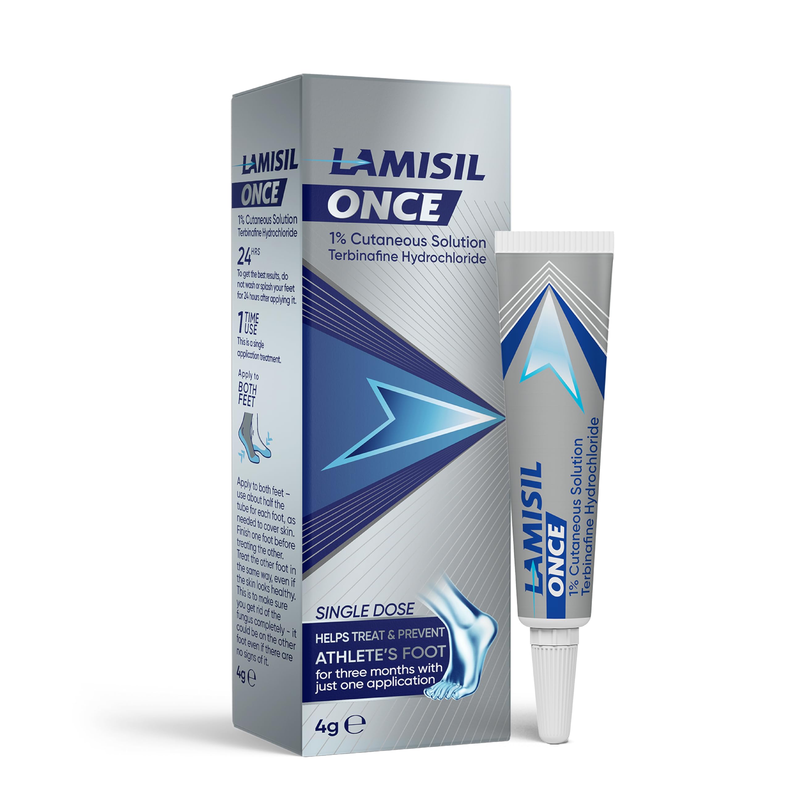 Lamisil Once - Single Dose Athlete's Foot Treatment - Relieves Itching, Burning, Cracking Symptoms - Antifungal Solution 4g - Damaged Box - BBE 05/2028