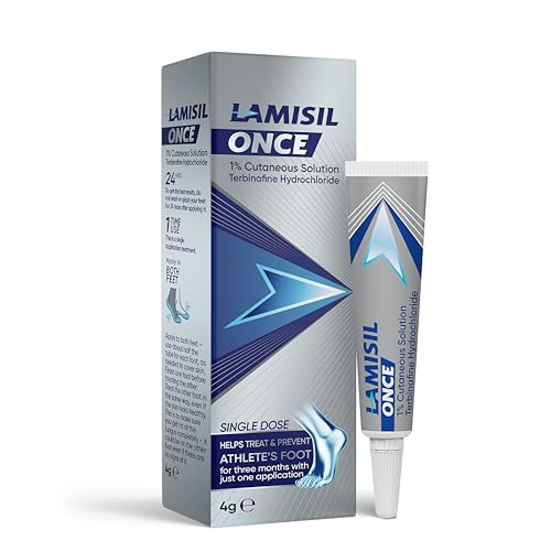 Lamisil Once - Single Dose Athlete's Foot Treatment - Relieves Itching, Burning, Cracking Symptoms - Antifungal Solution 4g - Damaged Box - BBE 05/2028