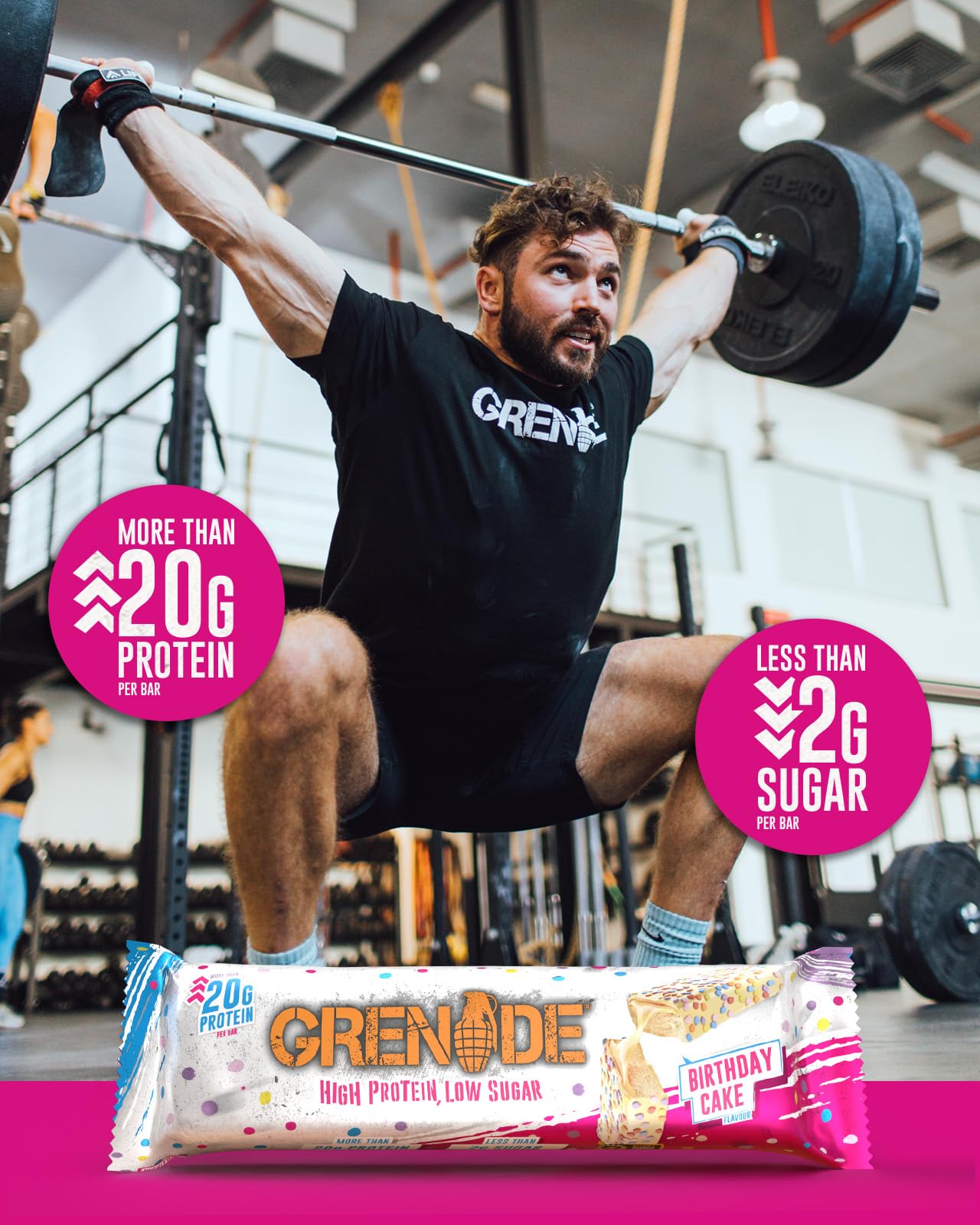 Grenade Birthday Cake Protein Bars 12 x 60g High Protein Snack Low Sugar - Damaged Box - BBE 03/2027