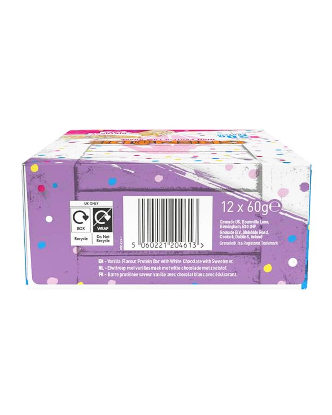 Grenade Birthday Cake Protein Bars 12 x 60g High Protein Snack Low Sugar - Damaged Box - BBE 03/2027