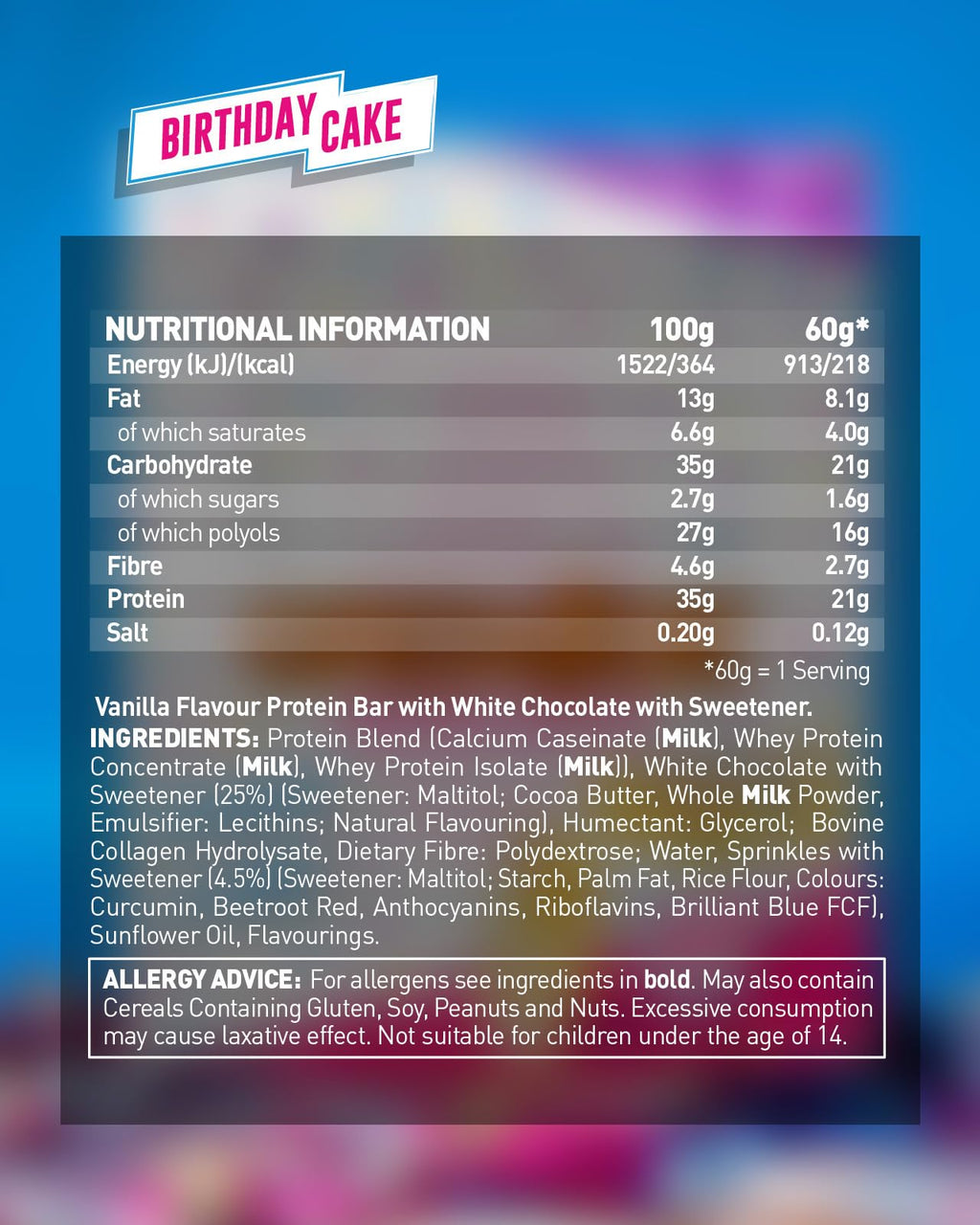 Grenade Birthday Cake Protein Bars 12 x 60g High Protein Snack Low Sugar - Damaged Box - BBE 03/2027