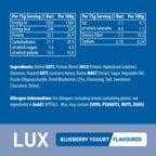 Premium LUX Protein Flapjack Bars - High Protein, Low Sugar Snack - Bodybuilding Warehouse - Blueberry Yogurt (24 x 75g) - New - BBE 09/2027