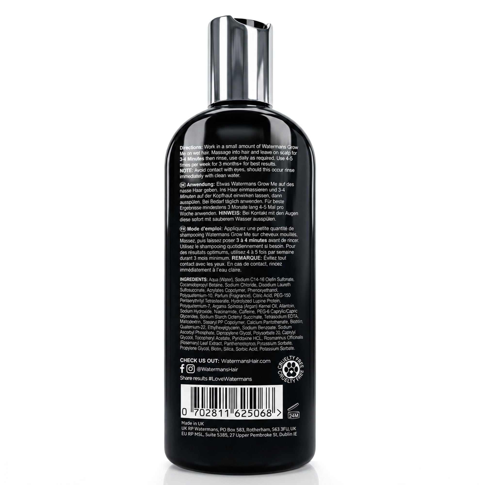 Watermans Grow Me(R) Hair Growth Shampoo - Not just a Caffeine Shampoo we include Biotin, Argan Oil, Rosemary, Niacinamide. Hair Thickening Treatment for Women & Men with progressed thinning. - New