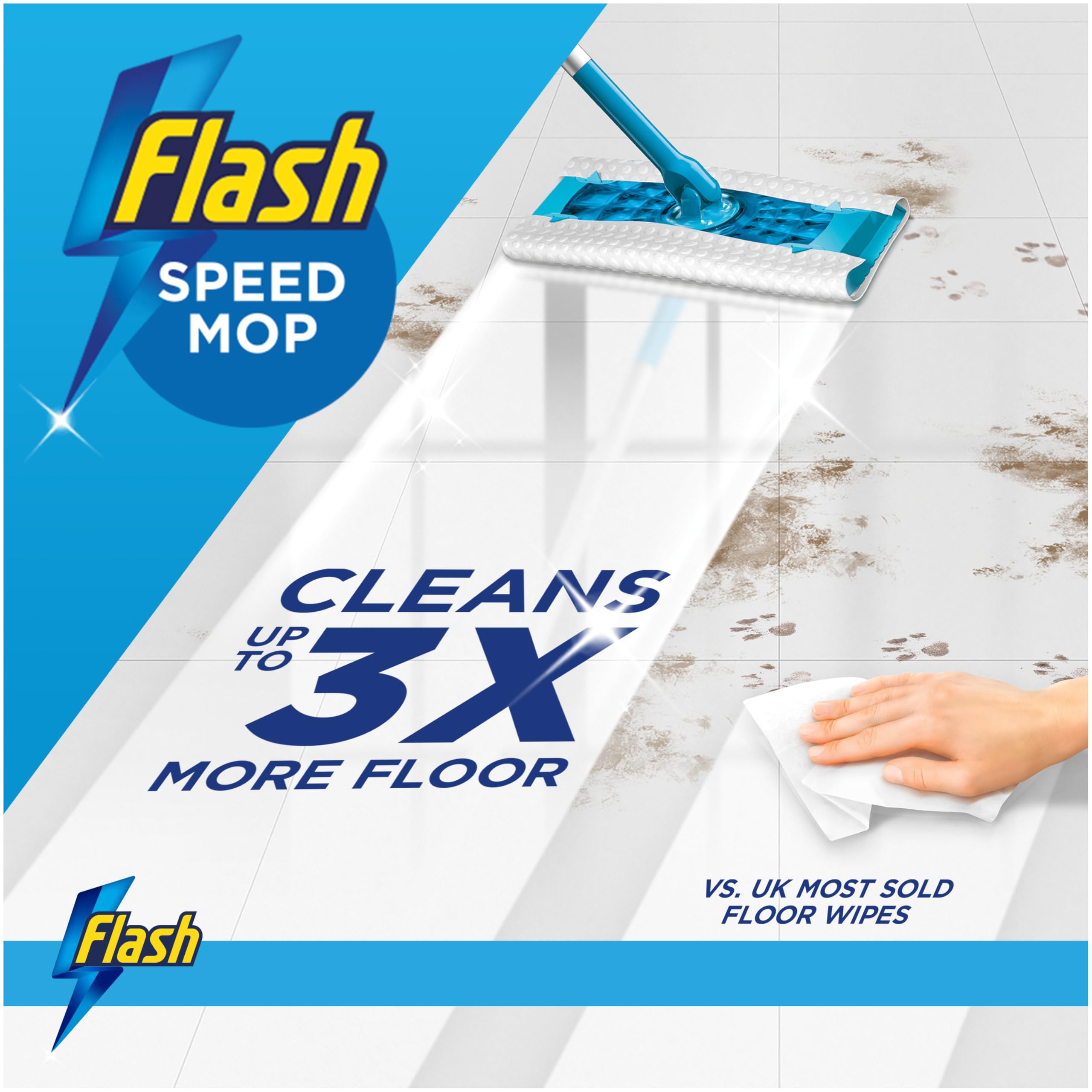 Flash Speedmop Wet Mop Floor Cleaner Refill Wipes, 96 Cloths (24x4), Refills Lemon Scented, For A Fast & Easy Clean - New