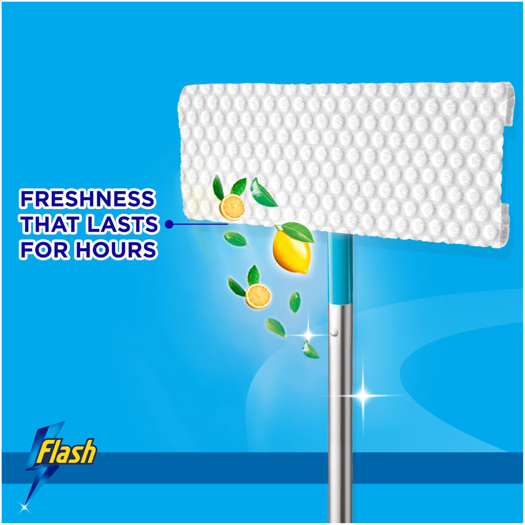 Flash Speedmop Wet Mop Floor Cleaner Refill Wipes, 96 Cloths (24x4), Refills Lemon Scented, For A Fast & Easy Clean - New