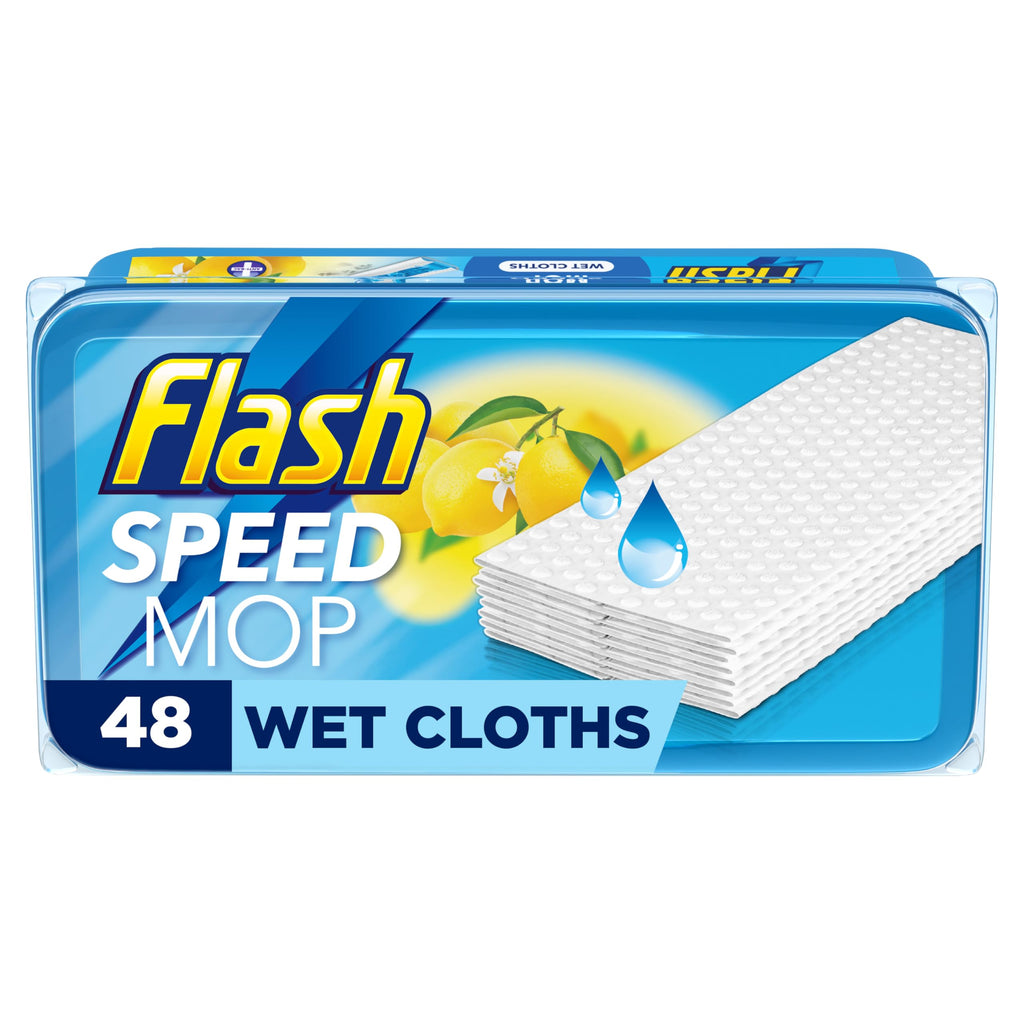 Flash Speedmop Wet Mop Floor Cleaner Refill Wipes, 96 Cloths (24x4), Refills Lemon Scented, For A Fast & Easy Clean - New