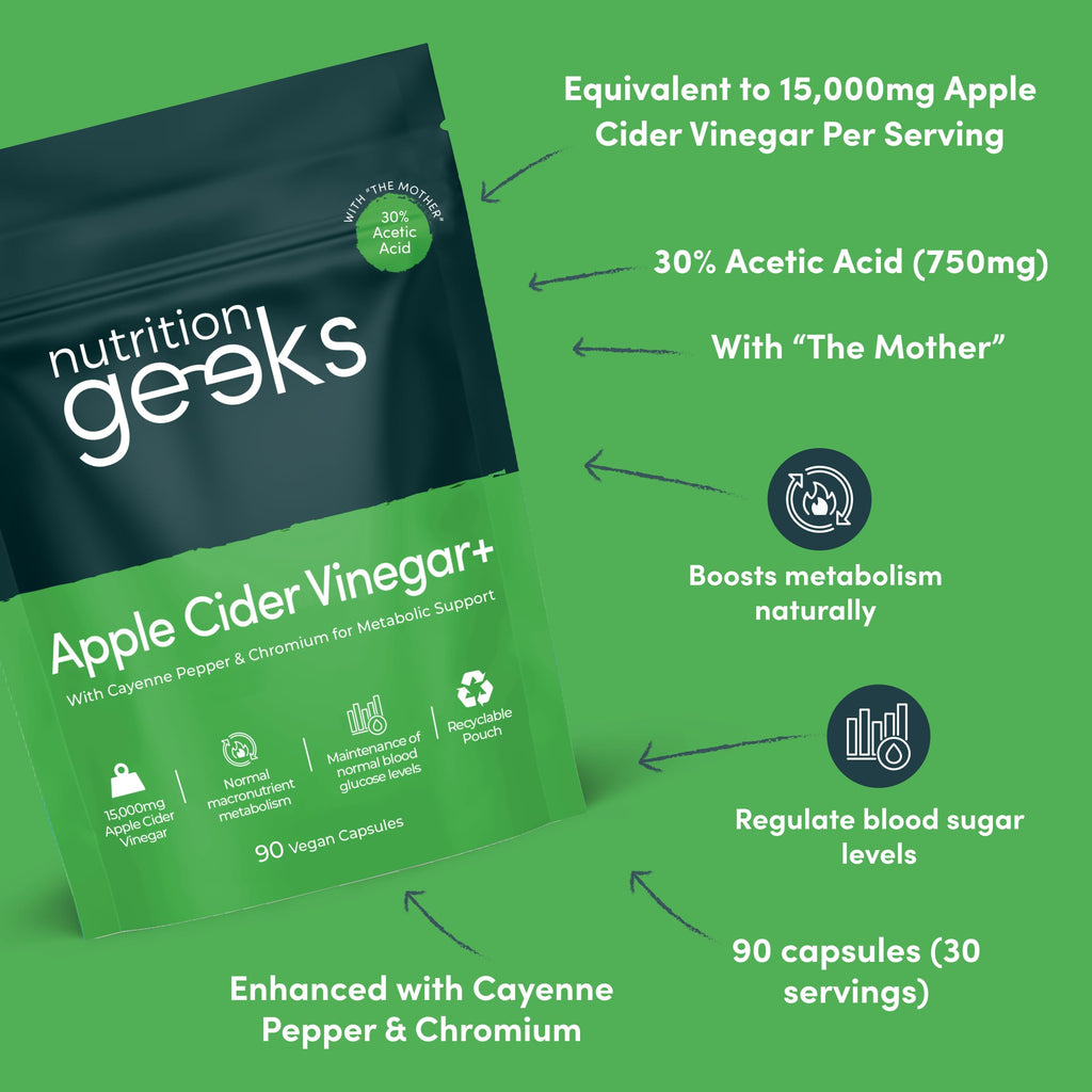 Apple Cider Vinegar Capsules 15,000mg with Mother, 30% Acetic Acid, Chromium & Cayenne Pepper - 90 Vegan ACV Pills - New - BBE 01/2029