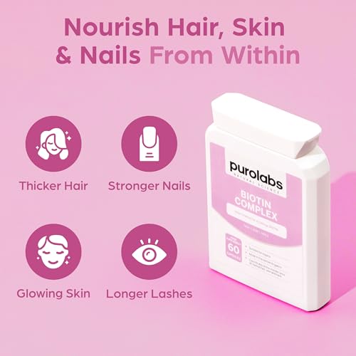 Purolabs Biotin Hair Growth Supplement 10,000g - Hair Vitamins for Men & Women - Vitamin B7 Tablets for Skin & Nails with Zinc & Selenium - 60 Vegan Capsules - Made in The UK by Purolabs - New - BBE 06/2028