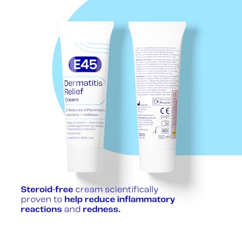 E45 Dermatitis Cream 50ml - Eczema Treatment, Itch Relief, Anti-Inflammatory, Steroid-Free - Damaged Box - BBE 04/2028
