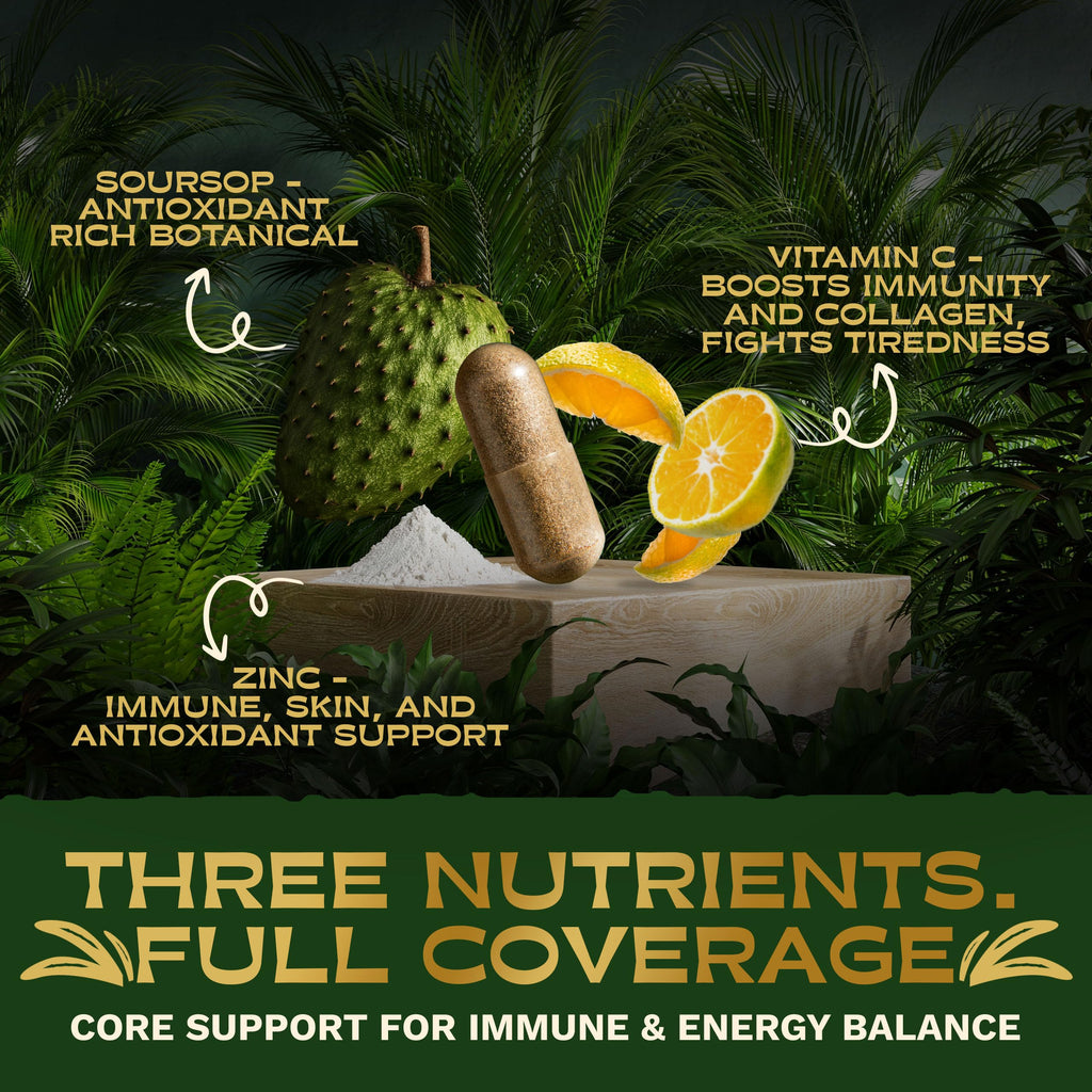 Inca Naturals Soursop Graviola Capsules 15000mg 30:1 Extract, Vitamin C, Zinc - 60 Vegan Capsules 2 Month Supply - New - BBE 01/2028
