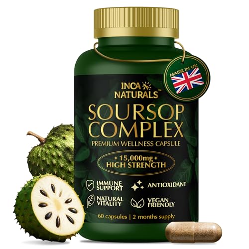 Inca Naturals Soursop Graviola Capsules 15000mg 30:1 Extract, Vitamin C, Zinc - 60 Vegan Capsules 2 Month Supply - New - BBE 01/2028