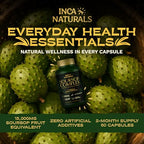 Inca Naturals Soursop Graviola Capsules 15000mg 30:1 Extract, Vitamin C, Zinc - 60 Vegan Capsules 2 Month Supply - New - BBE 01/2028
