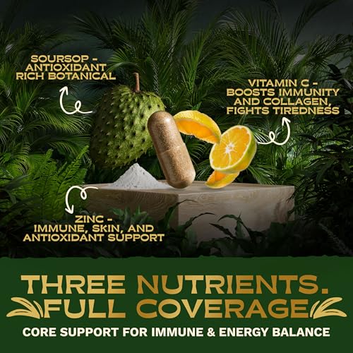 Inca Naturals Soursop Graviola Capsules 15000mg 30:1 Extract, Vitamin C, Zinc - 60 Vegan Capsules 2 Month Supply - New - BBE 01/2028