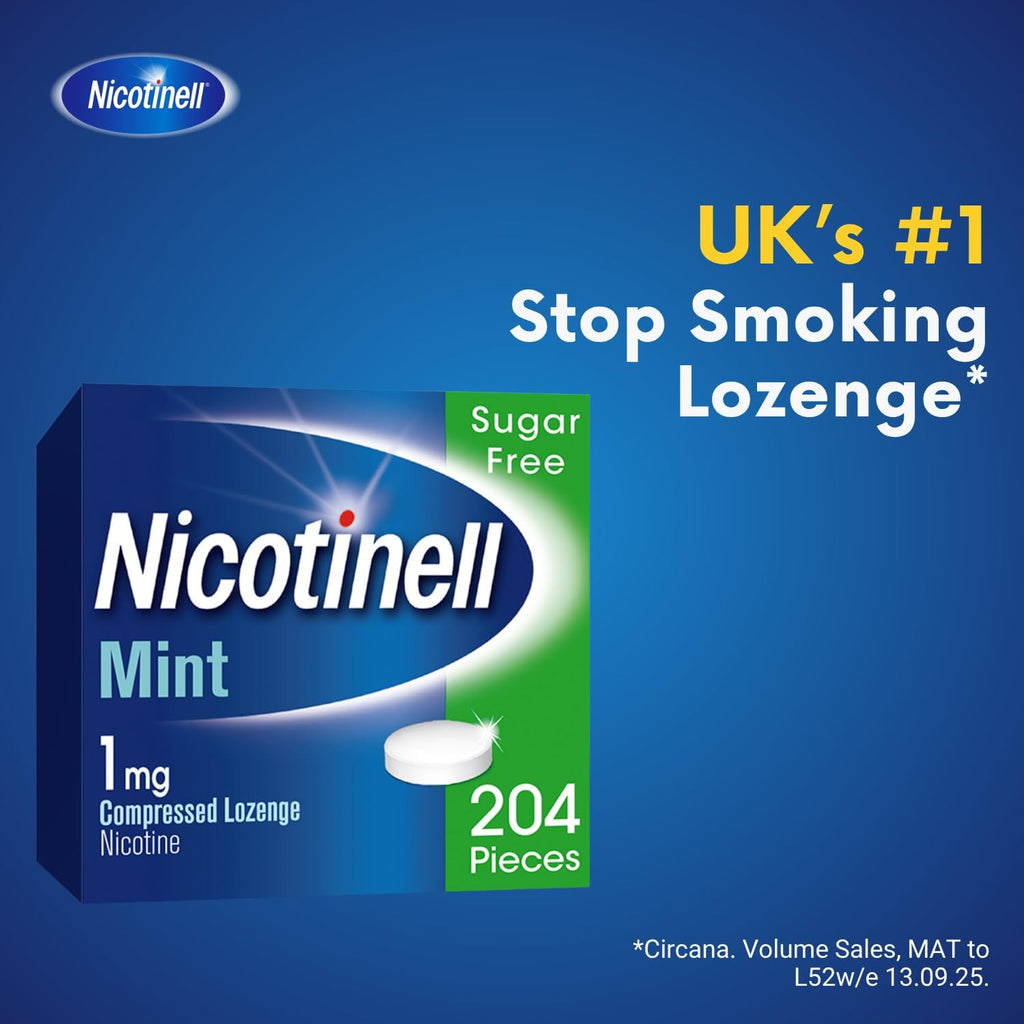 Nicotinell Mint Lozenge 1mg (204 Lozenges), Nicotine Lozenges, Mega Pack - Damaged Box - BBE 11/2027