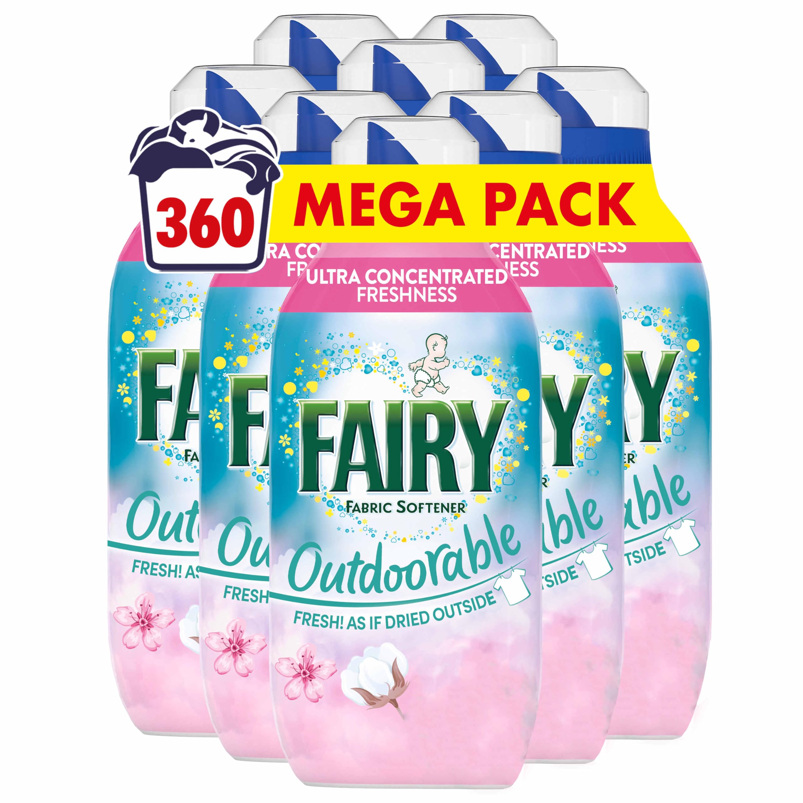 Fairy Outdoorable Fabric Conditioner Cherry Blossom & Nordic Cotton 424 Washes (8x53) Ultra Concentrated Sensitive Skin - New
