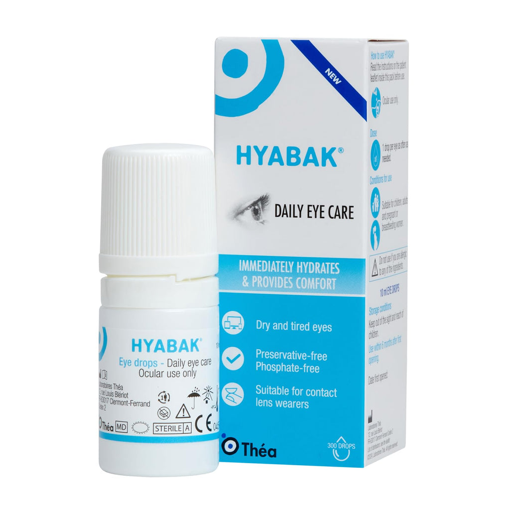 Hyabak Preservative-Free Eye Drops - Dry Eye Relief with Hyaluronic Acid - 10ml (300 Drops) - New - BBE 03/2028