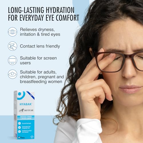 Hyabak Preservative-Free Eye Drops - Dry Eye Relief with Hyaluronic Acid - 10ml (300 Drops) - New - BBE 03/2028