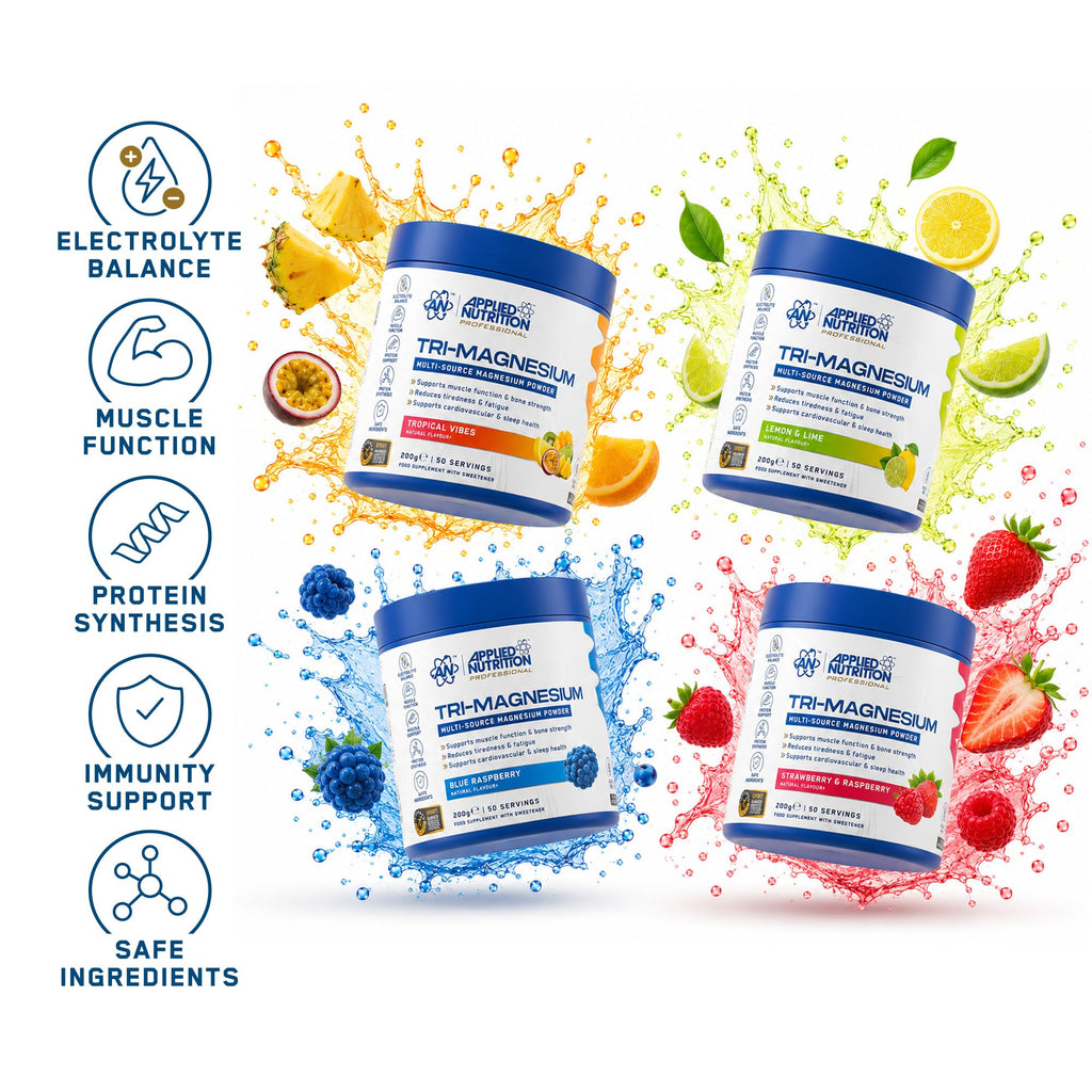 Applied Nutrition Tri-Magnesium Powder 3 in 1 - Magnesium Glycinate Supplements for Bone, Muscle, Nervous System Sleep Health - 300 mg per Serving (200g - 50 Servings) (Tropical Vibes) - New - BBE 01/2028