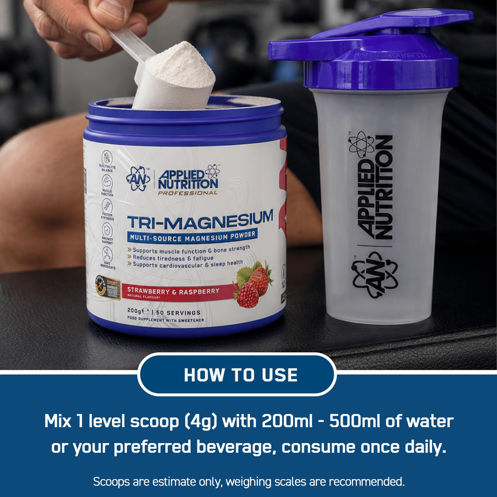 Applied Nutrition Tri-Magnesium Powder 3 in 1 - Magnesium Glycinate Supplements for Bone, Muscle, Nervous System Sleep Health - 300 mg per Serving (200g - 50 Servings) (Tropical Vibes) - New - BBE 01/2028