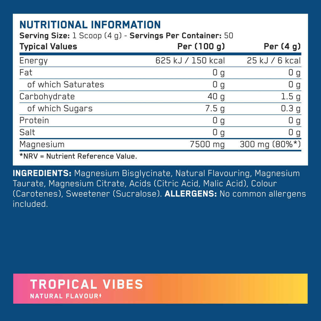 Applied Nutrition Tri-Magnesium Powder 3 in 1 - Magnesium Glycinate Supplements for Bone, Muscle, Nervous System Sleep Health - 300 mg per Serving (200g - 50 Servings) (Tropical Vibes) - New - BBE 01/2028