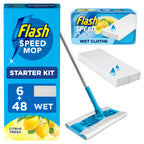 Flash Speedmop Wet Mop Floor Cleaner Starter Kit - 1 Mop, 6 Lemon Scent Refills - Floor Cleaning System - Very Good