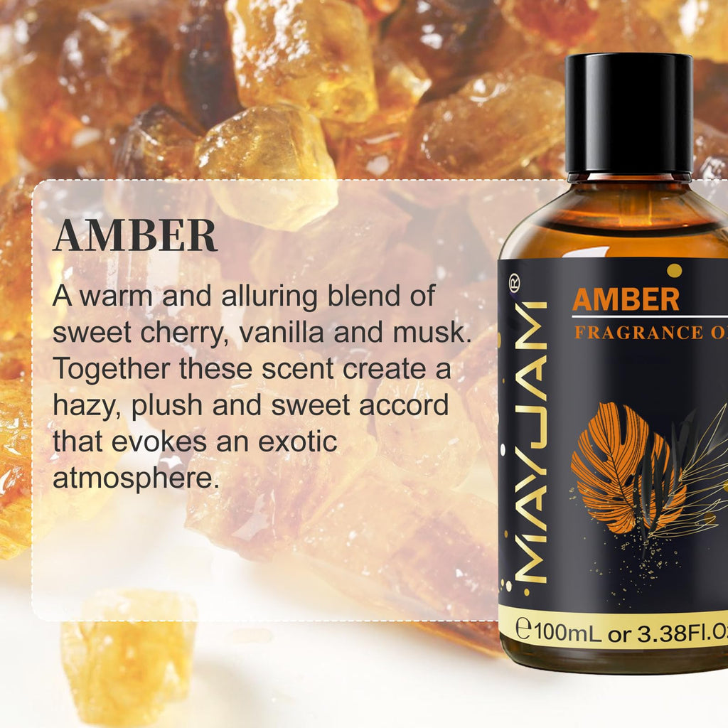 MAYJAM Amber Fragrance Oil for Diffusers - Home Scent Essential Oil 100ml - New - BBE 12/2028