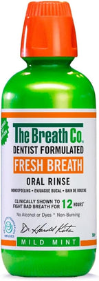 The Breath Co. Alcohol Free Mouthwash - Dentist Formulated Oral Rinse for 12 Hours of Fresh Breath - Mild Mint Flavour, 500ml - New - BBE 05/2028
