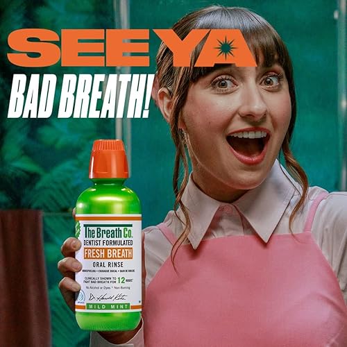 The Breath Co. Alcohol Free Mouthwash - Dentist Formulated Oral Rinse for 12 Hours of Fresh Breath - Mild Mint Flavour, 500ml - New - BBE 05/2028
