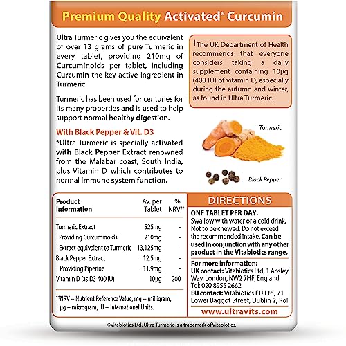 Vitabiotics Ultra Turmeric & Black Pepper Capsules 60 Tablets - Damaged Box - BBE 08/2027