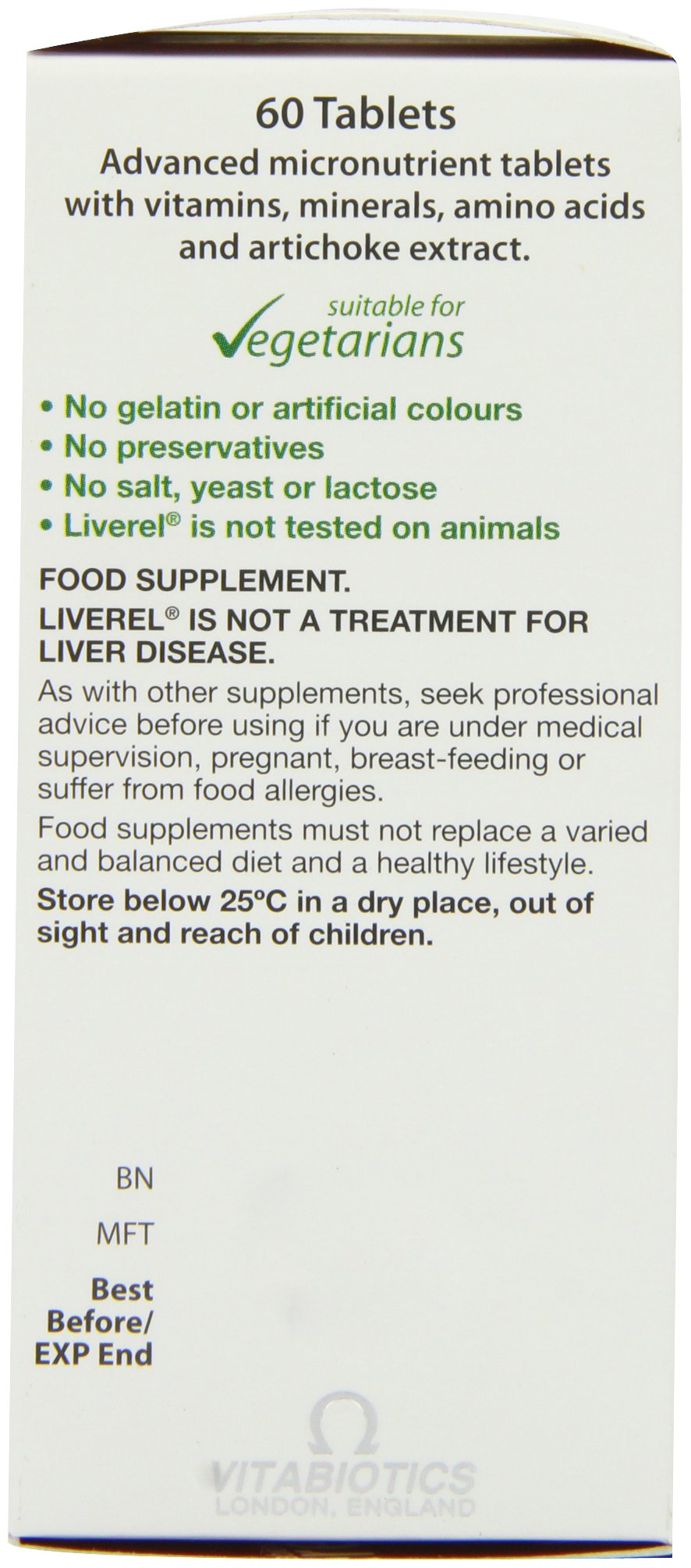 Vitabiotics Liverel Liver Health Support Tablets - 60 Tablets Supplement - Damaged Box - BBE 09/2027