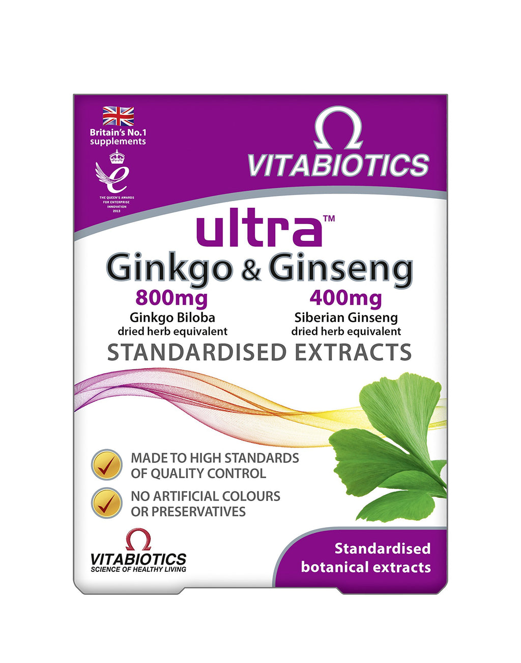 Vitabiotics Ultra Ginkgo and Ginseng Tablets - 60 Tablets - Damaged Box - BBE 12/2027