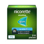Nicorette Icy White 2mg Nicotine Gum - 210 Pieces Stop Smoking Aid Chewing Gum - Damaged Box - BBE 12/2028