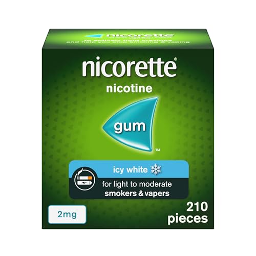 Nicorette Icy White 2mg Nicotine Gum - 210 Pieces Stop Smoking Aid Chewing Gum - Damaged Box - BBE 12/2028