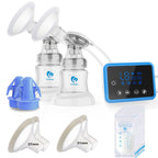 Bellababy Double Electric Breast Pump - 21mm, 24mm, 27mm Flanges - Touch Screen - Strong Suction - Blue - New