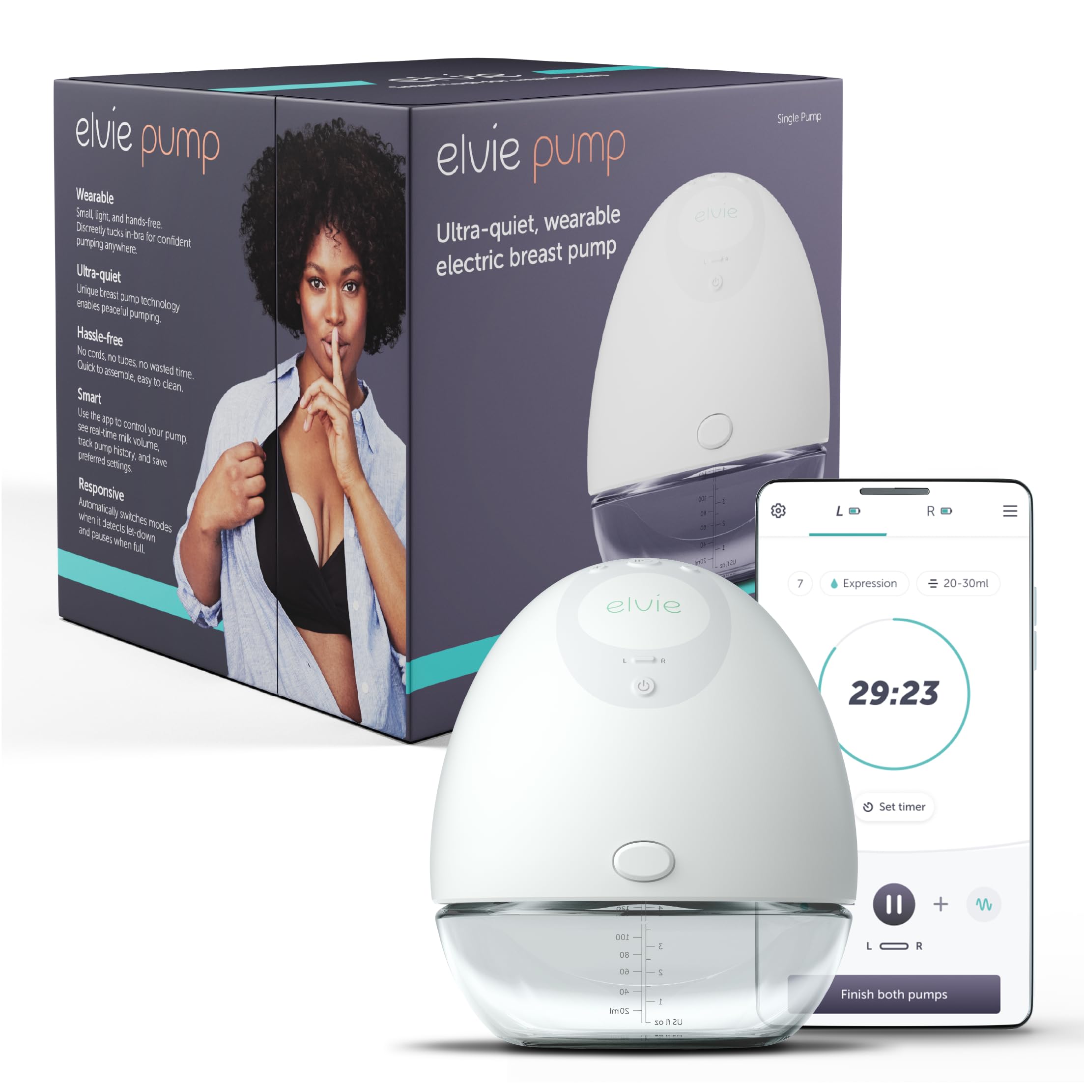 Bellababy Double Electric Breast Pump - 21mm, 24mm, 27mm Flanges - Touch Screen - Strong Suction - Blue - New