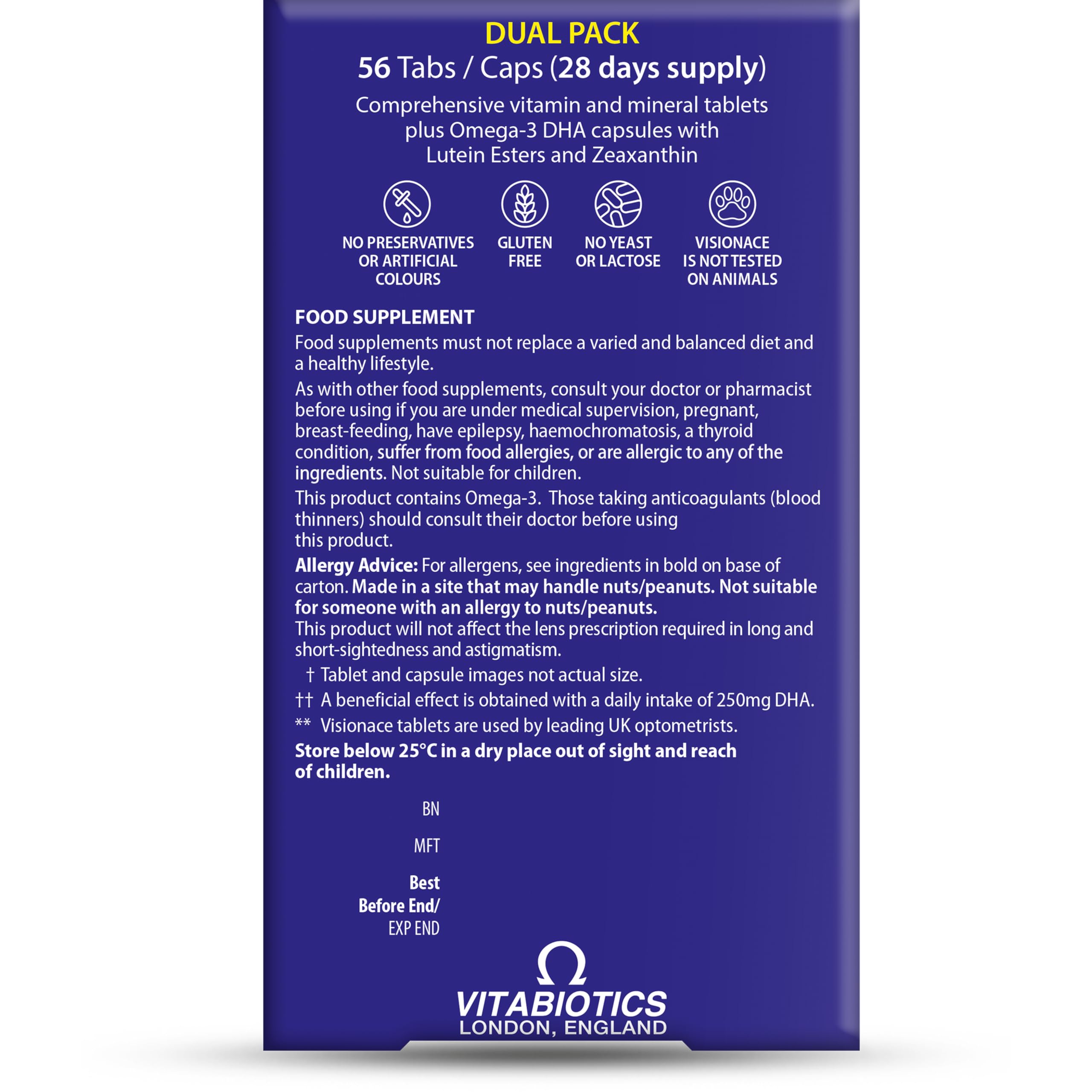 Vitabiotics Visionace Max Tablets & Capsules - 28 Day Duo Pack - Eye Health Vitamins - Damaged Box - BBE 12/2027