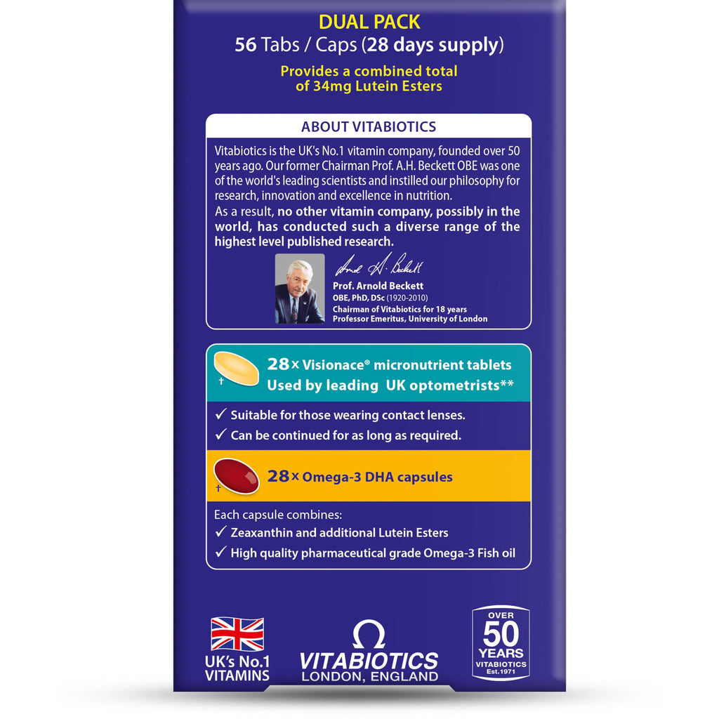 Vitabiotics Visionace Max Tablets & Capsules - 28 Day Duo Pack - Eye Health Vitamins - Damaged Box - BBE 12/2027