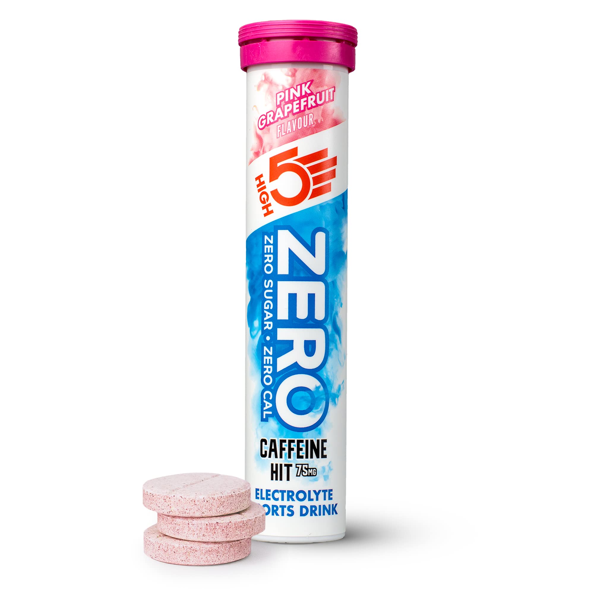 HIGH5 ZERO Caffeine Hit Electrolyte Tablets - Pink Grapefruit, 20 Tablets - Hydration, Vitamin C, Sugar Free - New - BBE 07/2026