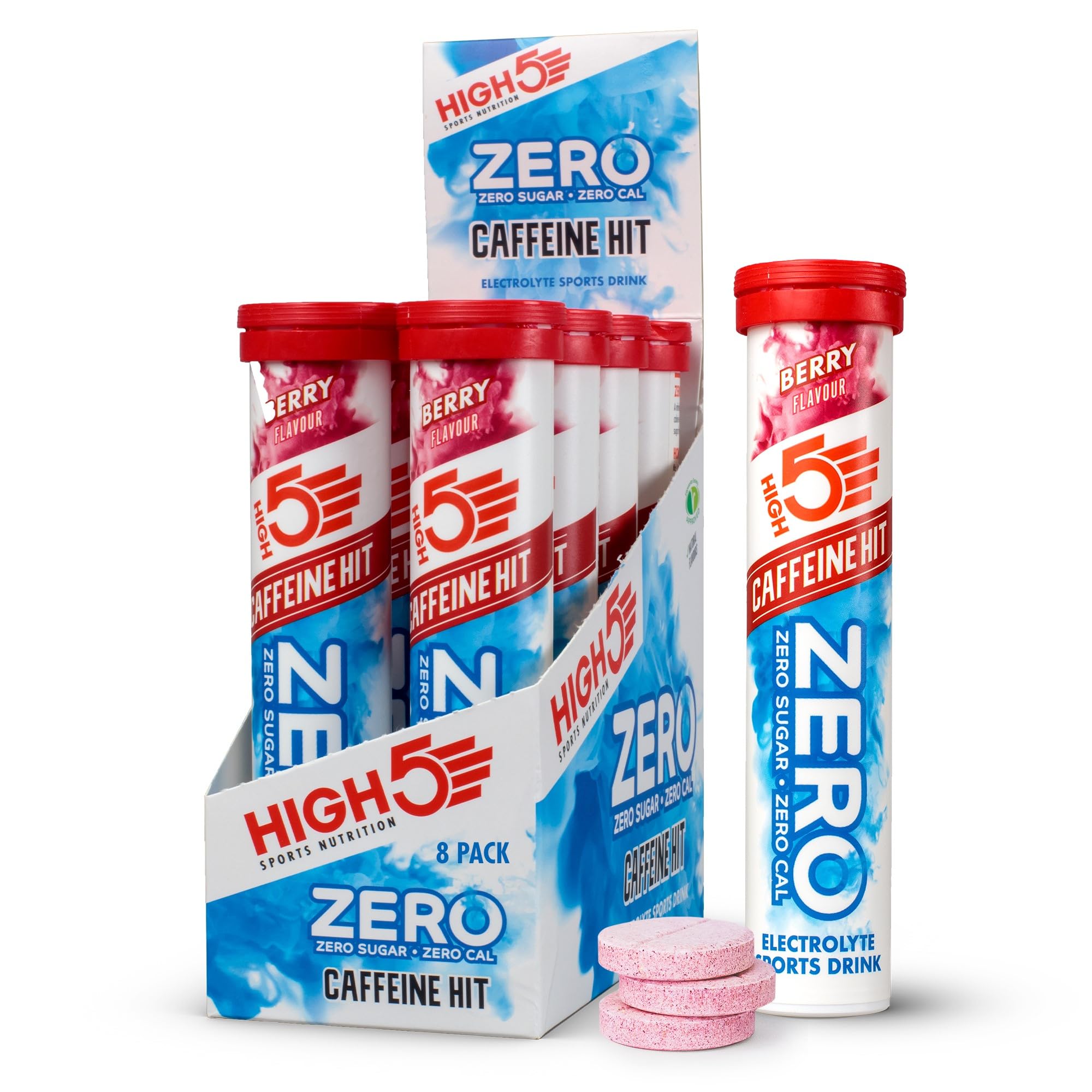 HIGH5 ZERO Caffeine Hit Electrolyte Tablets - Pink Grapefruit, 20 Tablets - Hydration, Vitamin C, Sugar Free - New - BBE 07/2026
