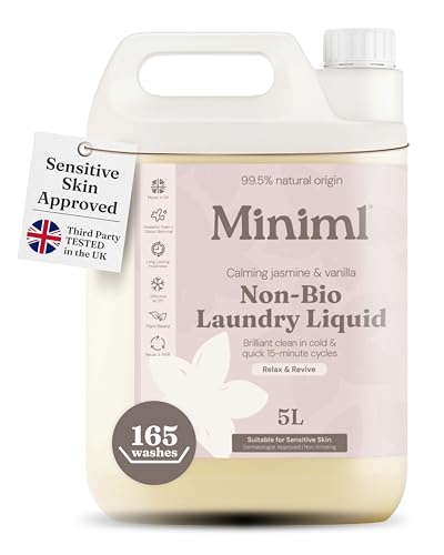 Miniml Laundry Liquid 5L Refill - Wild Jasmine & Vanilla Non-Bio Detergent - Vegan, Cruelty-Free, 165 Washes for Machine & Hand Wash - New