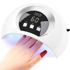 54W UV LED Nail Lamp for Gel Nails - Portable Nail Dryer, 3 Timer, Auto Sensor, LCD Screen, USB Plug - New